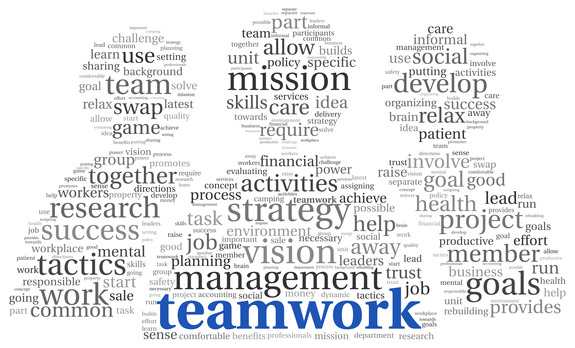 Teamwork concept in word tag cloud